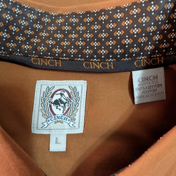 Cinch Burnt Orange Long Sleeve Button Down Shirt Size L - Picture 4 of 5